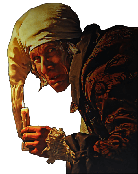 A miserly old man, Ebenezer Scrooge.